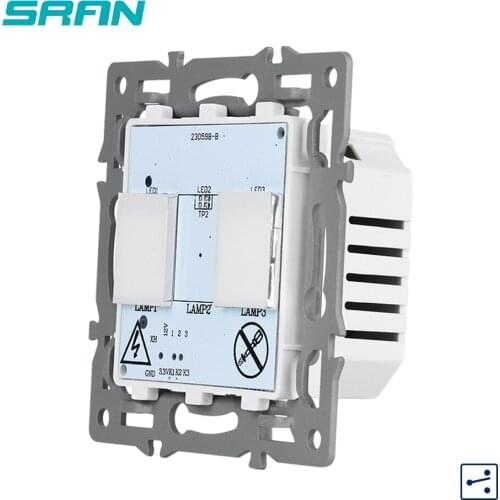 SRAN EU Wall Sensor Switch Module, 110-240V With Led 2Gang 2Way Touch Switch For Stairs And Interrupted 82*82mm FGT20-22