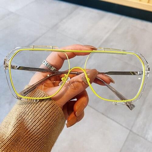 2021 new Yellow Purple Clear Glasses Frame For Women New Fashion Vintage Alloy Sunglasses Female Luxury Brand Square Eyewear