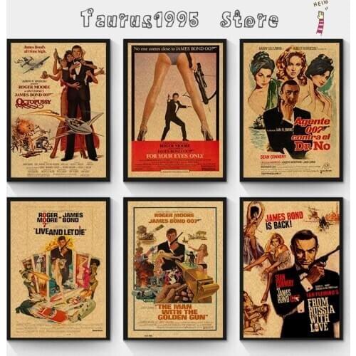 New James Bond Agente Connery Daniel Craig classic action film kraft paper bar poster Retro Poster decorative painting