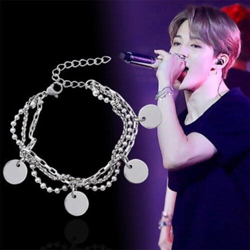 NEW KOREA Kpop Bangtan Boys Jimin Same Women Men Girls Bracelet Silver Wristband Creative Design Couples Jewelry Gifts