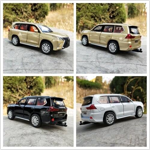 Diecast 1/32 LX570 Off-road Vehicle Alloy Six-open Metal Pull Back Sound and Light Car Model Static Collection Display Lead Gift