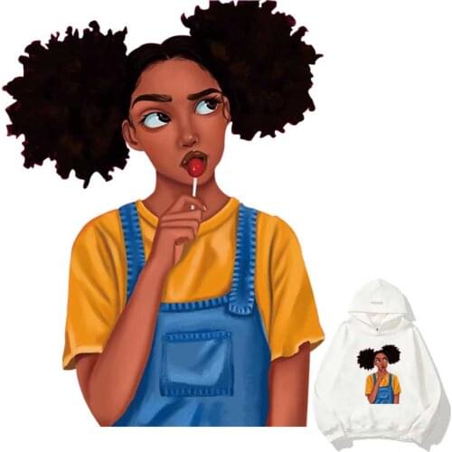 Naughty Black Girl Patches For Clothes A-Level Washable T-Shirts Thermo Adhesive Stickers Exquisite Iron-On Transfers Appliqued