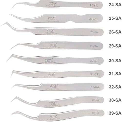 VETUS SA Best Eyelash Tweezers High Precision 3D/6D Volume Eyelash Extension Tweezer Excellent Closure Best Quality Fan Tweezer