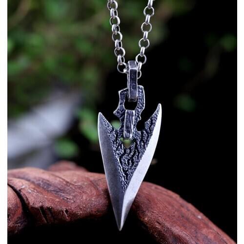 100% 925 Sterling Silver Knife Pendant Hang Original S925 Thai Silver Vintage Pendants Men Women for Jewelry Making Free Ship