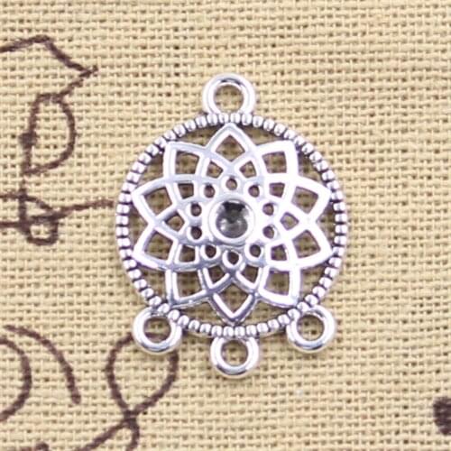 25pcs Charms Native Dream Catcher Chandelier Connector 24x18mm Antique Silver Color Pendants DIY Making Findings Tibetan Jewelry