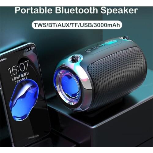 2021 LED High Power Waterproof Upgrade Bluetooth Speaker Portable Column Super Bass Stereo For Outdoor Speaker With FM Radio USB