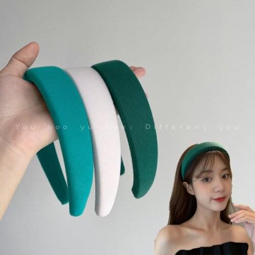 1Pcs Headband Women Simple Temperament Fresh Wild Headband Pure Color Fabric Sponge Headband Green Hair Accessories
