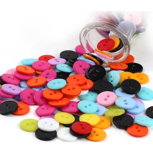100 PCS 11mm Mixed Color Resin Buttons 2 Holes Round Shape Garment Sewing DIY Ornament Scrapbooking Lampwork Clothing Craft