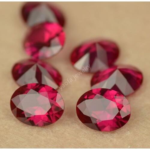 Sale 5A 2x3~20x30mm 5# Rose Red Rubys Loose Oval Shape Cut Corundum Stone Lab Created Corundum Red Gems Beads For Jewelry