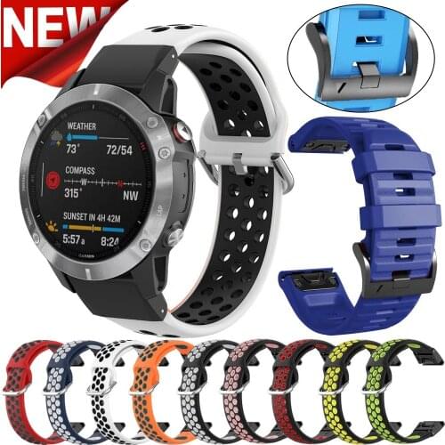 26 22mm Sport Silicone Watchband Wriststrap for Garmin Fenix 6X 6 Pro 5X 5 Plus 3 HR MK1 935 Easy Fit Quick Release wirstband