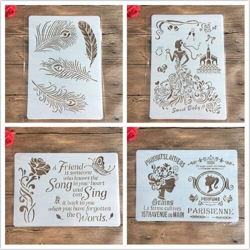 A4 29 * 21cm DIY Stencils Wall Painting Scrapbook Coloring Embossing Album Decorative Paper Card Template,wall drawing stencils