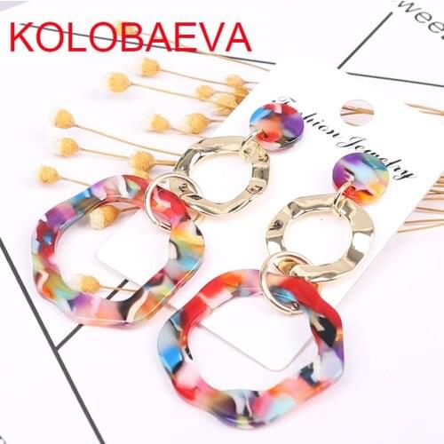 Jewelry long geometric boho acrylic earrings ladies fashion punk retro gold Korean earrings pendant earrings 2019KPOP wholesale