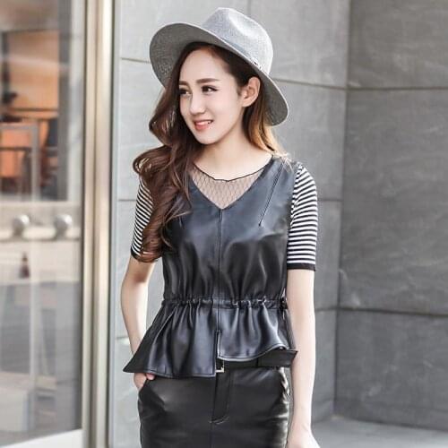 2021 New Spring Autumn Sexy Women Irregular Faux Leather Vest Women V Neck Sleeveless Tank Tops PU Vest Plus Size 4XL Y20