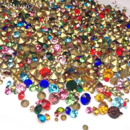 1bag 20gram Colorful Crystal Rhinestones AB Nail Rhinestones Sharp Bottom 1mm-6mm Multi-size Glass Strass Stones