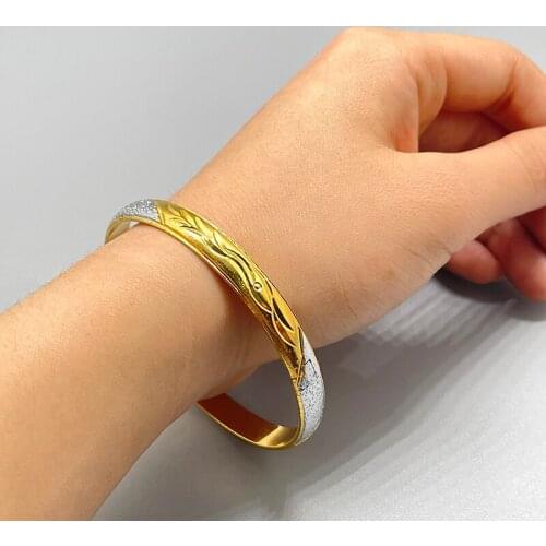 1pcs Fashion Ethiopian Women girl gifts Dubai Gold Color Bride Wedding African Arab Middle East Bangle Birthday Jewelry Gift