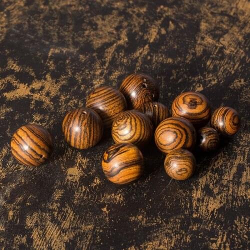 100pcs 6mm/8mm/15mm/18mm/20mm/25mm Natural Sandalwood with Tiger Stripe Loose Mala Beads Jewellry Findings DIY Accessories