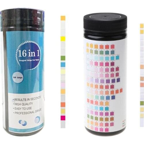 100 Pcs Water Test Strips 16-in-1 Aquarium Water Quality Test Strips for Water Quality Check Aquarium Fish Tank Pool Water