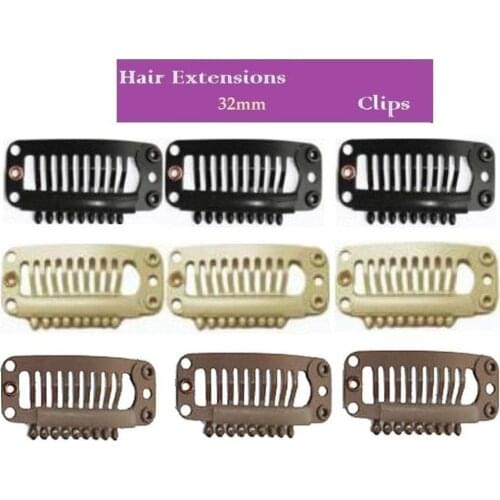 10x U Shape Snap Clips For Weft Hair Extensions Clip In Black Blonde Brown 32mm