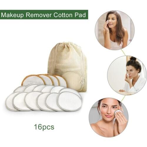 16pcs Reusable Makeup Remover Pads Makeup Remover Discs Washable Cosmetic Makeup Pads for All Skin Types