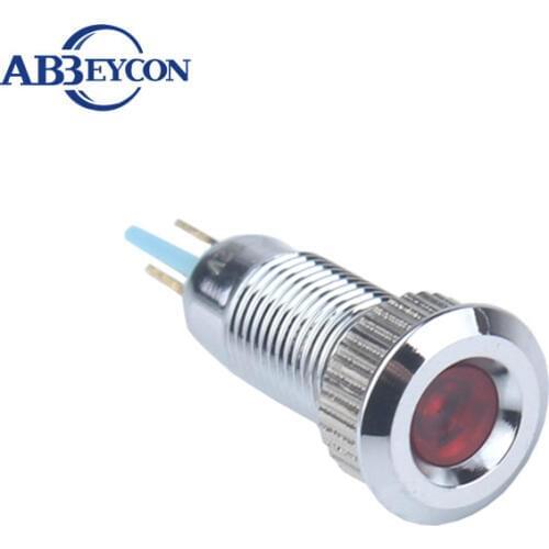 2V 3V 6V 12V 24V 36V 110V 220V Plated Brass 8mm Dot LED Illuminated Concave Head Waterproof Semaphore Pilot Indicator Light