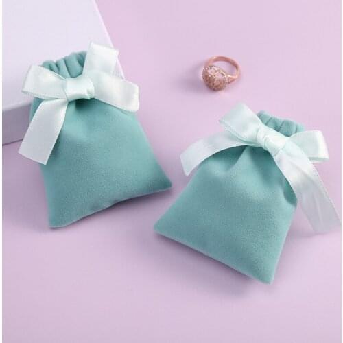 20pcs Flannel Bag Silk Ribbon Jewelry Flannel Storage Bag Jewelry Bag Coustom Logo Wedding Christmas Brithday Gift Candy Bag