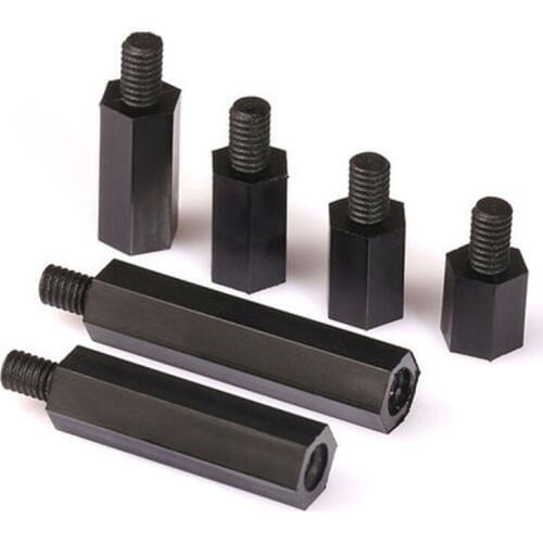 30pcs M3 black Hexagonal nylon column Single head isolation columns Plastic support spacer 5mm-20mm Length
