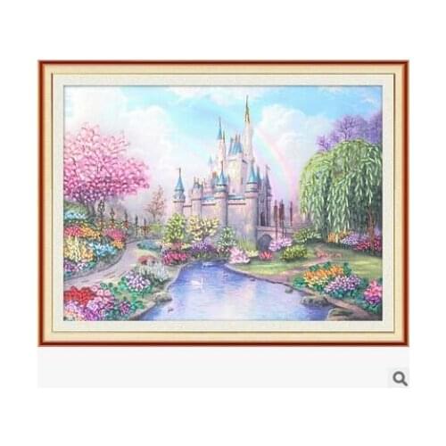 70X55cm Thomas Landscape Ribbon embroidery painting sets handcraft embroidery circle DIY handmade needlework wall art home decor