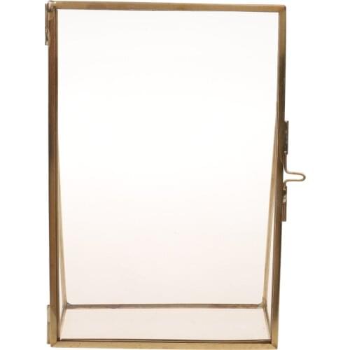 Antique Gold Black Metal Glass Photo Frame Home Office Decor Freestanding