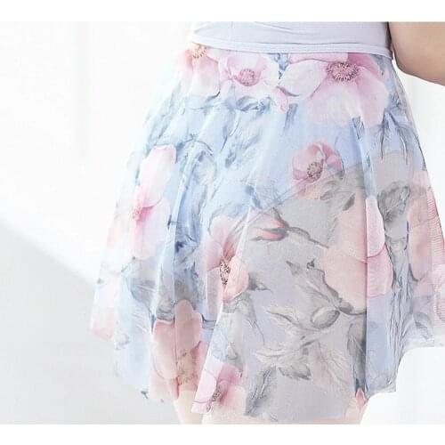 Watercolor Printed Ballet Skirt Dress Adult Female Body Dance Practice Skirts