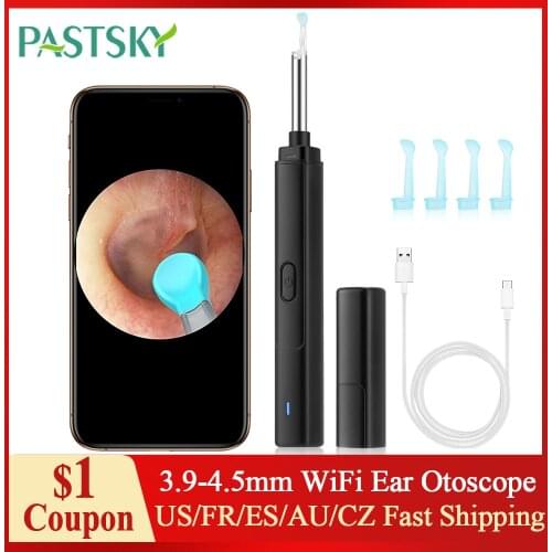 3.9-5.5mm WiFi Ear Otoscope Wireless 3.0/5.0MP Endoscope Ear Teeth Ora Inspection Camera Earwax Cleaning Removal Tool with 6 Led