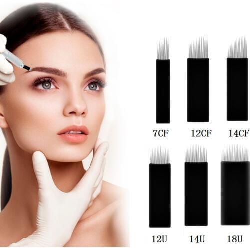 Biomaser Microblading Needles12CF/14CF/14U/18U Shape Super Black Tattoo Needles for Microblading Eyebrow Pen Accessories