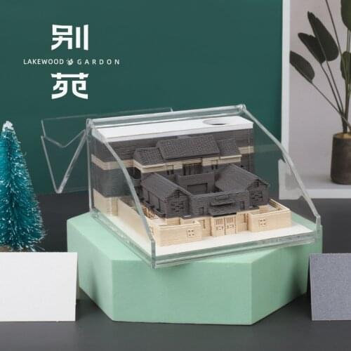 Omoshiroi Block 160 Sheets 3D Note Pad Retro Villa Building Model Diy Paper Memo Pad Sticky Notes Wedding Bridesmaid Gift