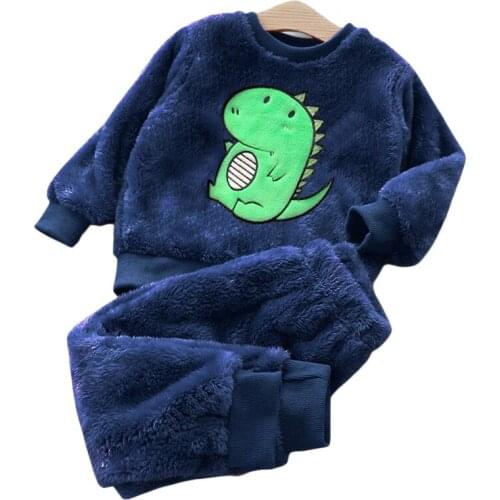 Brand New Boy Clothing Sets Winter Flannel Children Clothing Sets Sweatshirt + Pants Warm Kids Clothes Unisex Girl Clothing Sets