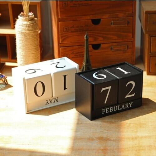 DIY Wooden Advent rustic Table Desk Calendar creative Wood Block Planer Permanent Desktop Organizer Agenda Home decoration