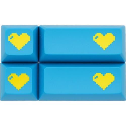Domikey abs doubleshot keycap pixel heart Light Blue yellow oem dsa sa cherry profile poker 87 104 gh60 xd64 xd68 xd84 xd75 xd87