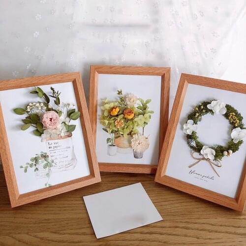 Ins Artificial Flower Photo Frame 7Inch 3D Stickers Wall Hanging Eternal Flower Home Desktop Small Ornaments Can Put Photos 1PC