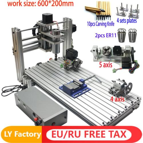 6020 metal CNC Wood Router PCB Plastic Milling Engraving Machine with 400w spindle 3 4 5 axis with ER11 Collet drill bits cutter