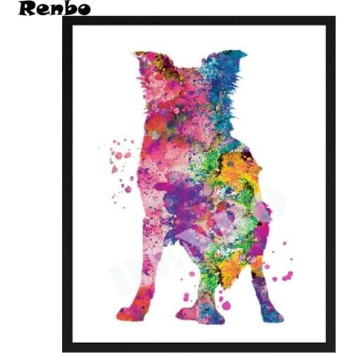 Watercolor painting Diamond painting Border Collie Dog Diy Diamond embroidery 5D diamond Mosaic pictures pasted square drill