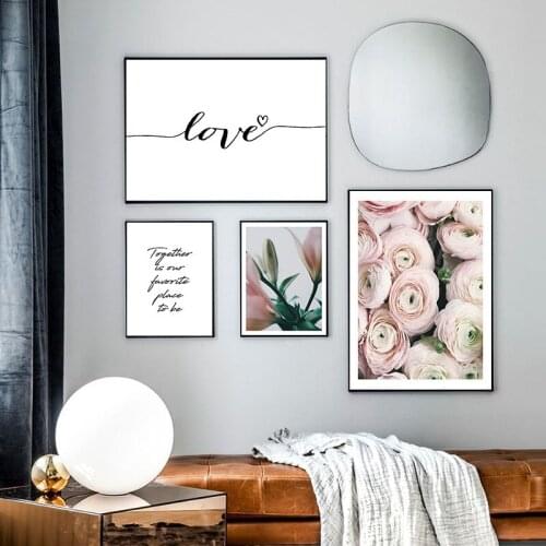 Love Quote Wall Art Decor Posters Prints Nordic Minimalist Plant Flower Wall Art Painting Picture Modern Home Decoration CH160