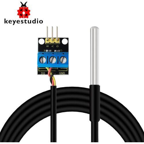 Keyestudio DS18B20 датчик температуры Waterproof /Stainless steel Temperature Sensor With Module(Black and