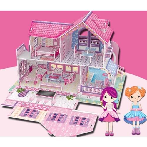 Mini Dollhouse Parent-Child Assemble 3D Paper House Furniture Puzzle Jigsaw Toy Children Birthday Gift Educational Toys for Kid