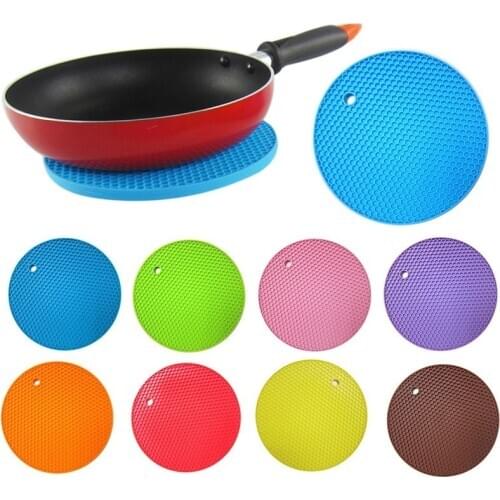 Multifunctional Round Alveolate Non-slip Heat Resistant Mat Coaster Cushion Place Mat Pot Holder Table Silicone Pad Dura