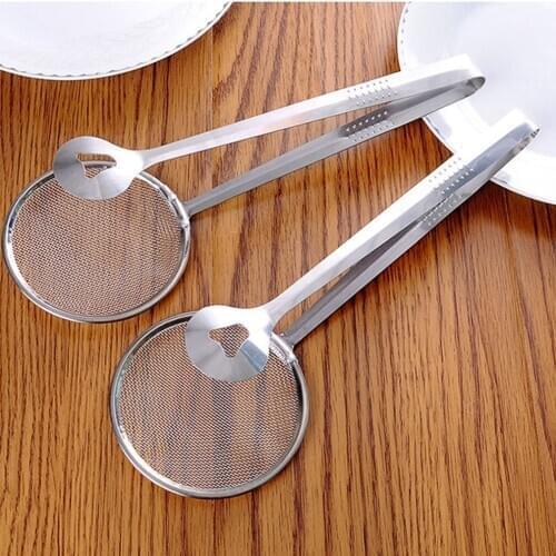 Multi-functional Stainless Steel Clamp Strainer Filter Spoon With Clip Food Kitchen Oil-Frying Salad BBQ Filter
