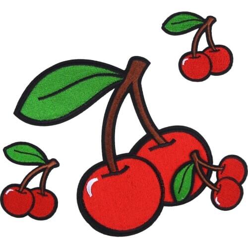 Cartoon Summer Fruit Embroidery Ironing Cloth Sticker Size Cherry Red Dress Hat Hot Patch Paper