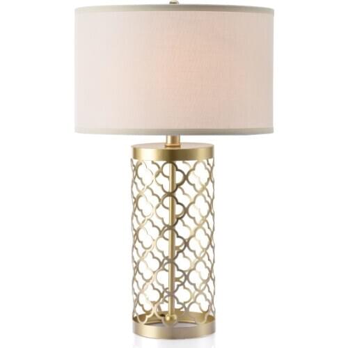 Table lamp simple creative golden iron hollow personality bedside lamp American country study office eye protection lampLB100813