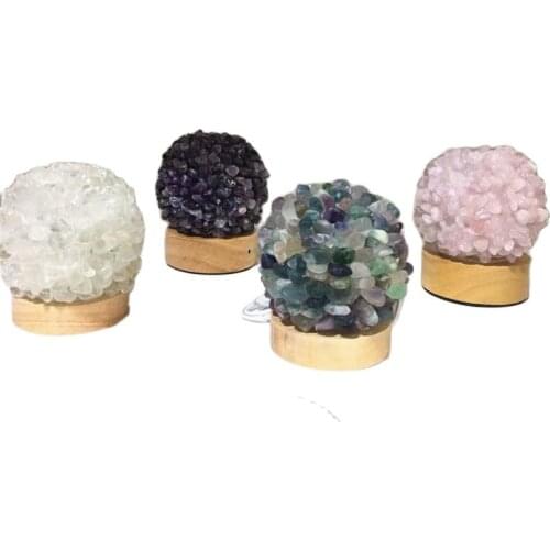 Natural hand made mixed materials chips crystal table lamp healing stones for decoration