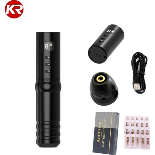 New Tattoo Kit Wireless Tattoo Battery Power Pack RCA Part Rotary Machine Gun Digital Display Makeup Pen Needle Cartridges