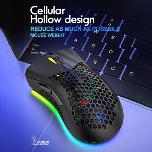 Pohiks 1pc 2.4GHz Wireless Gaming Honeycomb Shape Shell Mouse Adjustable 2400 DPI 7 Buttons Ergonomics Mice For PC Laptop