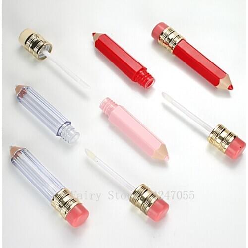 10pcs 5ml Empty Lip Gloss Tube Container Clear Lip Balm Tubes Pencil Shape Lipstick Fashion Refillable Bottles Lipgloss Bottles