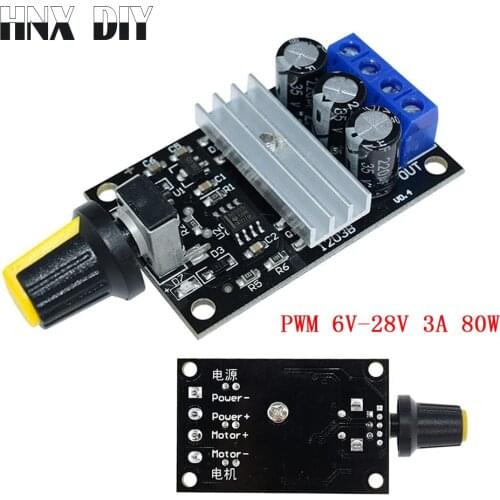 NE555 80W PWM Motor Speed Controller Regulator Adjustable Variable Speed Control With Potentiometer Switch DC 6V 12V 24V 28V 3A
